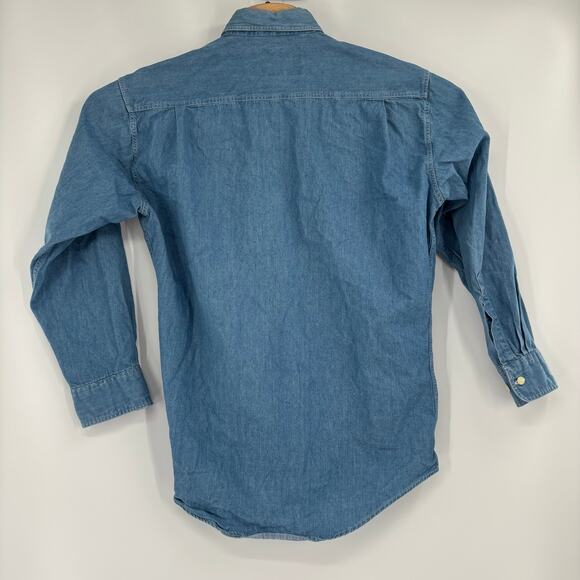 Vintage Ralph Lauren Chaps 15 32-33 Blue Denim Long Sleeve Button Down Shirt - Picture 4 of 4